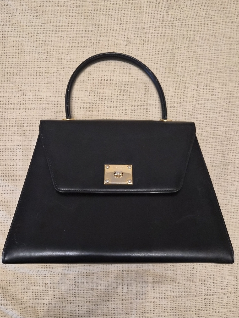 Authentic Vintage Bally Kelly Shaped Box Leather Handbag